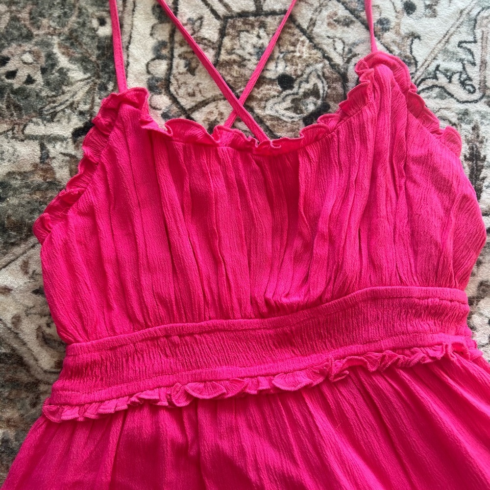 Lulu's Hot Pink Ruffled Mini Dress - Picture 3 of 14